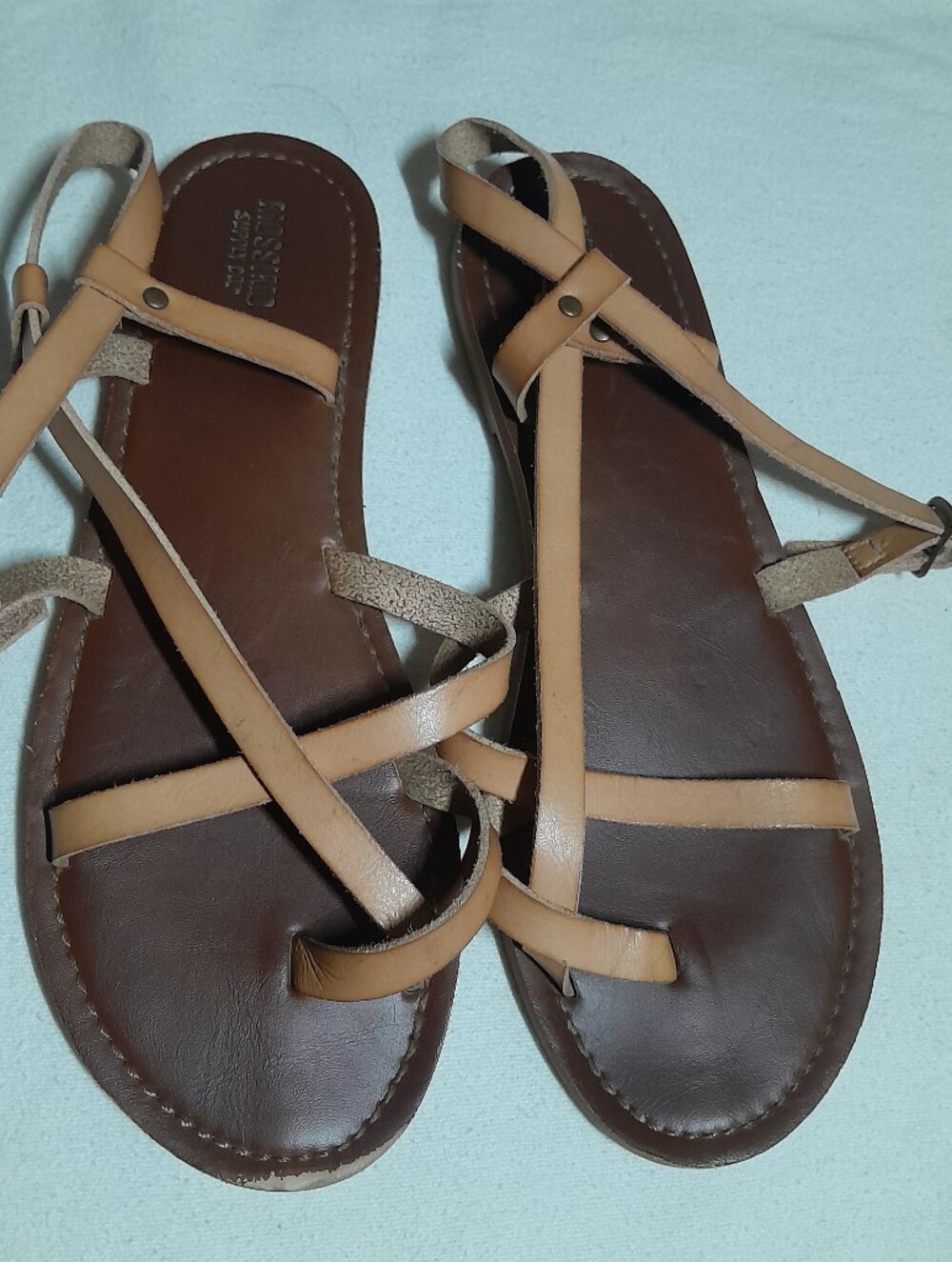Mossimo Supply Co. Brown & Tan Leather Strappy Sandals